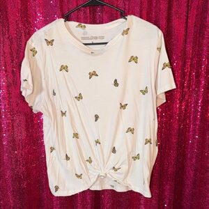 Butterfly Print White Top